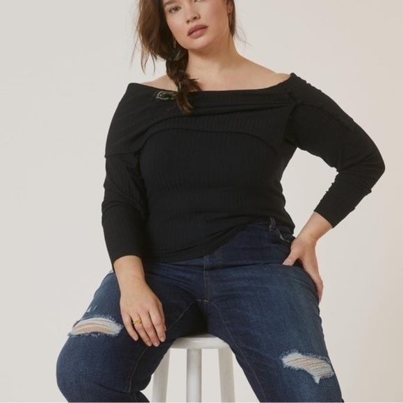 Anthropologie Ribbed Off-The-Shoulder Top NWT - Picture 2 of 4